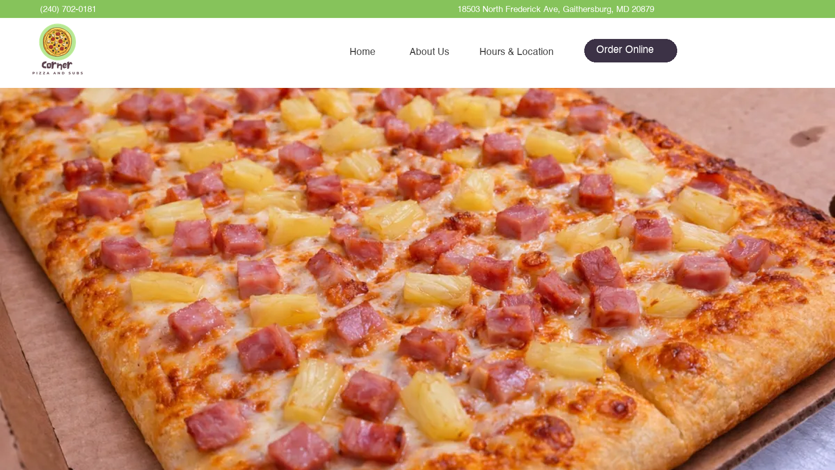 Corner Pizza and Subs website